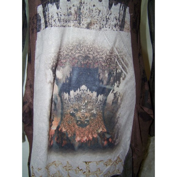 High Secret Dress Tunic Boho Festival Sheer Large Brown NWT - Picture 4 of 9